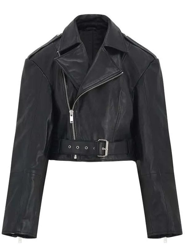 Rebel Chic Cropped Black Leather Jacket