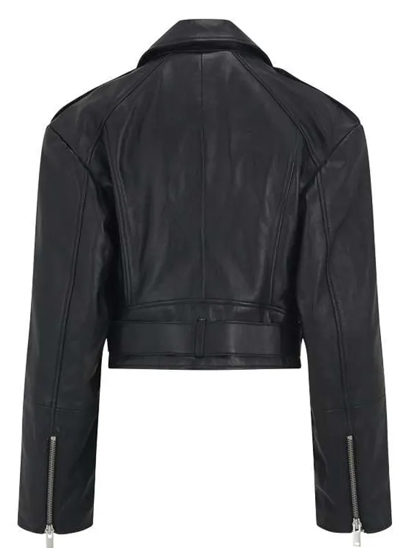 Rebel Chic Cropped Leather Jacket Back