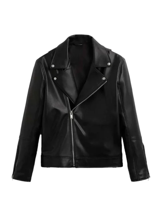 STYLISH BIKER BLACK LEATHER JACKET FOR MEN