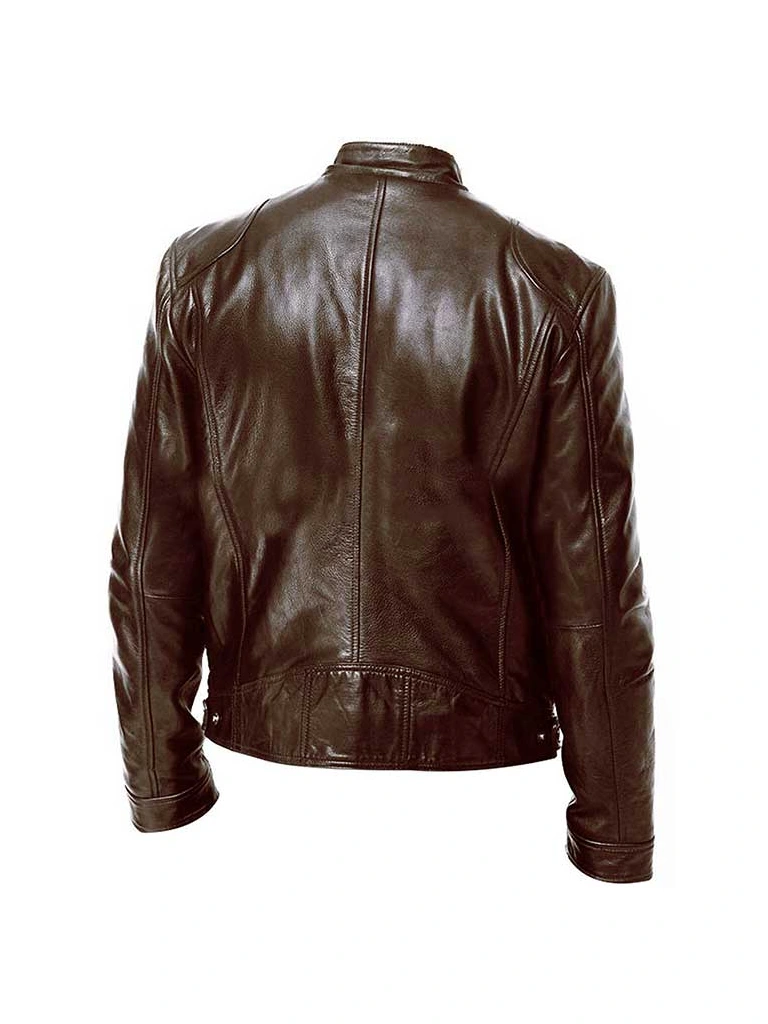 SWORD CAFE RACER BROWN GENUINE LEATHER JACKET