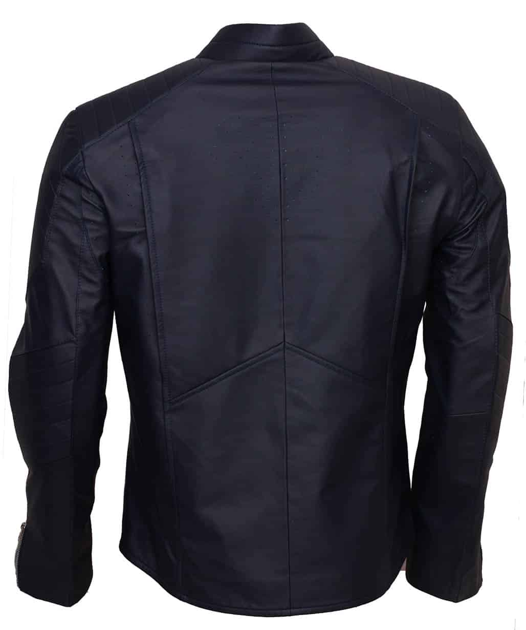 Superman Man of Steel Blue Leather Jacket mens