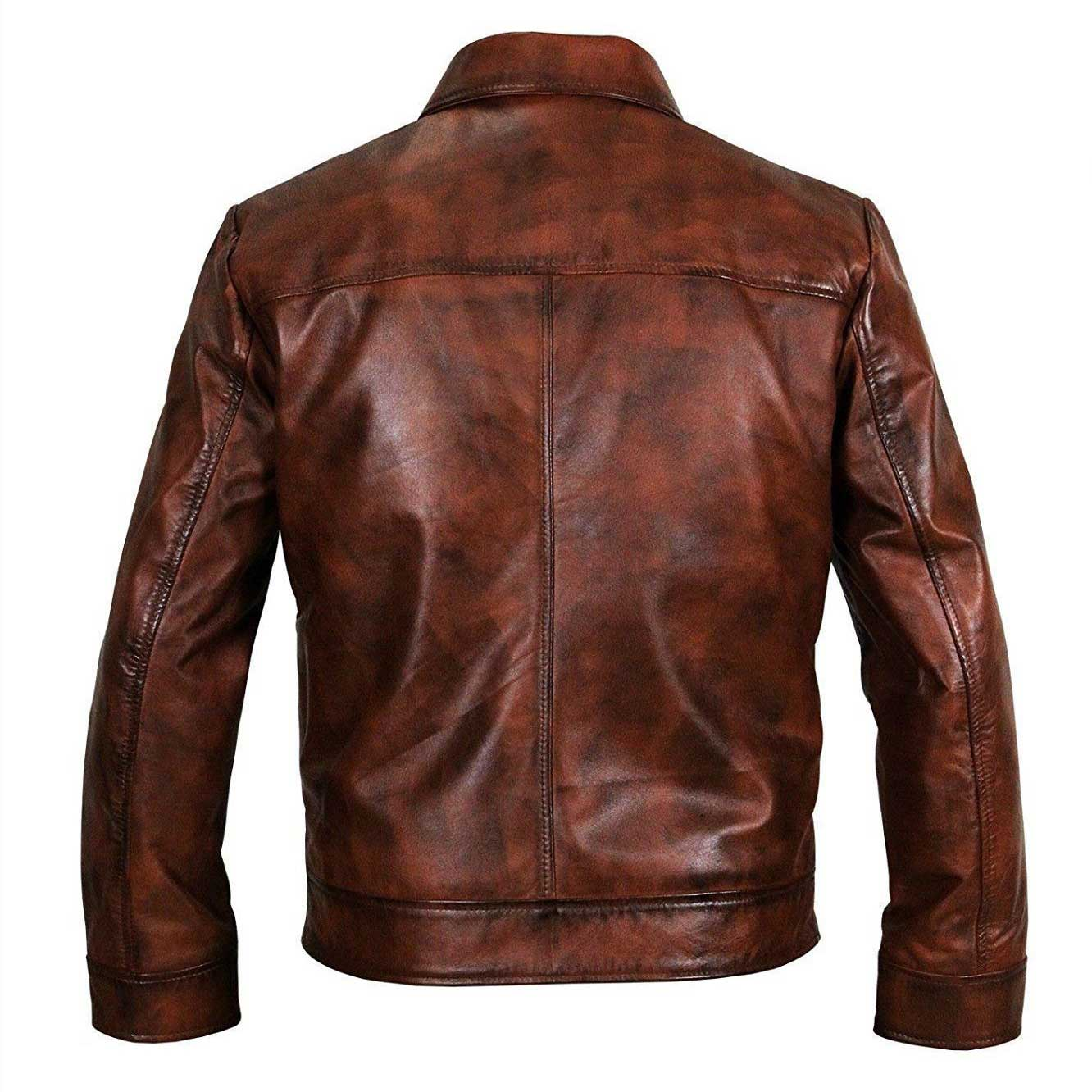 VINTAGE BROWN BIKER REAL SHEEPSKIN JACKET