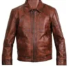 Vintage Biker Real Sheepskin Brown Leather Jacket