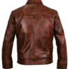Vintage Biker Real Sheepskin Brown Leather Jacket back
