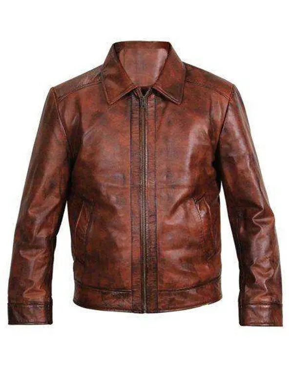 Vintage Biker Real Sheepskin Brown Leather Jacket