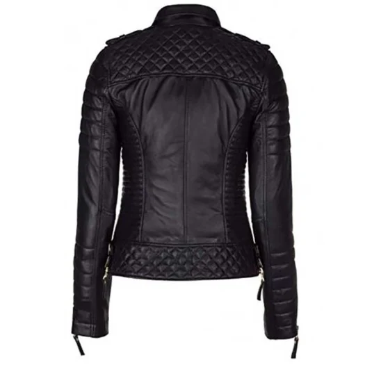 WOMEN BLACK SLIM FIT BIKER JACKET