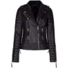 WOMEN BLACK SLIM FIT BIKER LEATHER JACKET