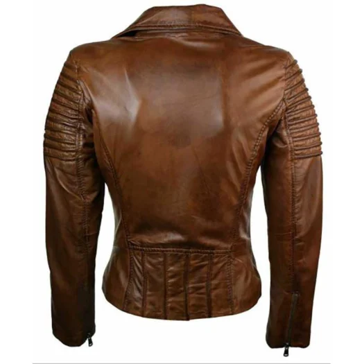 WOMEN BRANDO BROWN BIKER JACKET