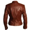 WOMEN BROWN BIKER CAFE RACER JACKET