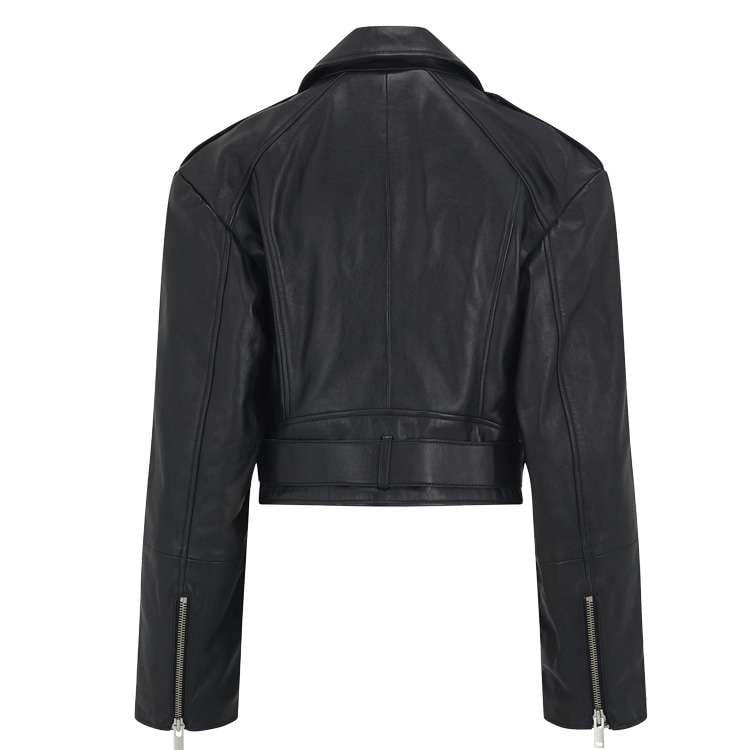 WOMEN REBEL CHIC CROPPED LEATHER JACKET