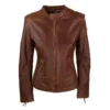 WOMEN VINTAGE BROWN AVIATOR LEATHER JACKET