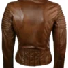 Women Brando Brown Biker Leather Jacket Back
