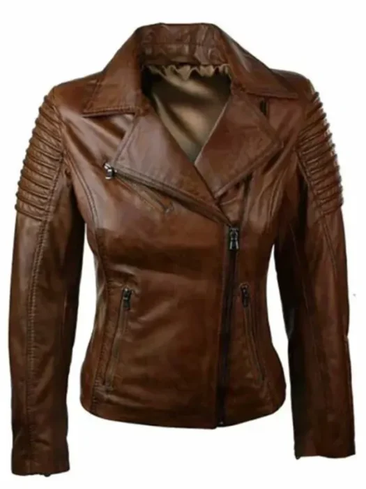 Women Brando Brown Leather Biker Jacket