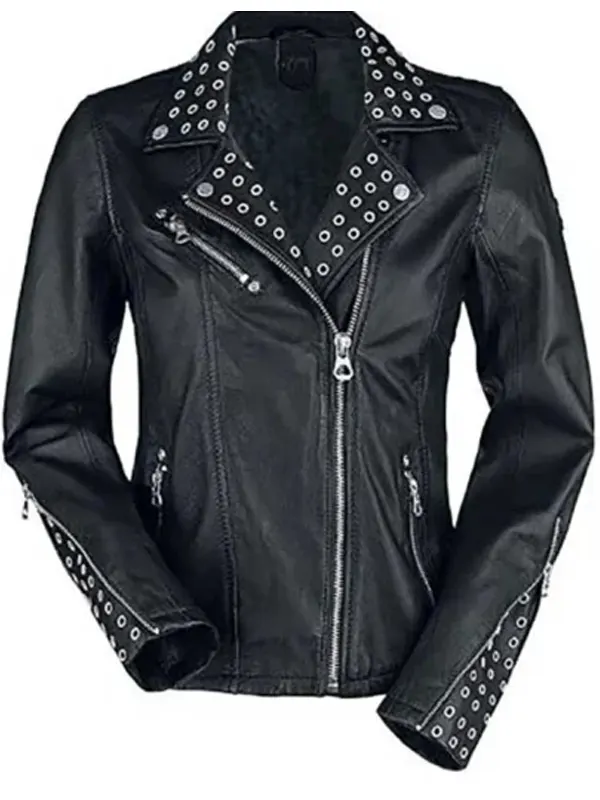 Women Cross Zipper Leather Biker Jacket