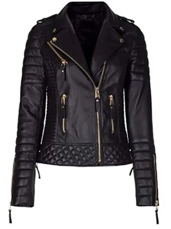 Women Slim Fit Biker Leather Jacket