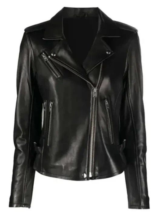 Womens Signature Biker Leather Jacket