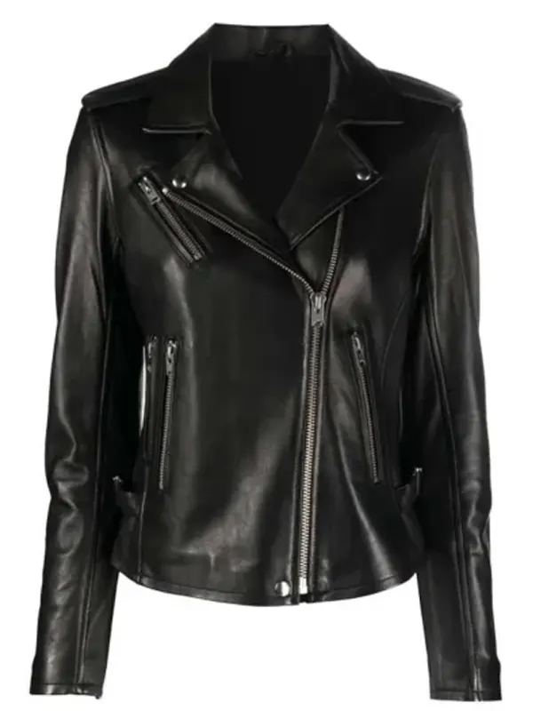 Womens Signature Biker Leather Jacket