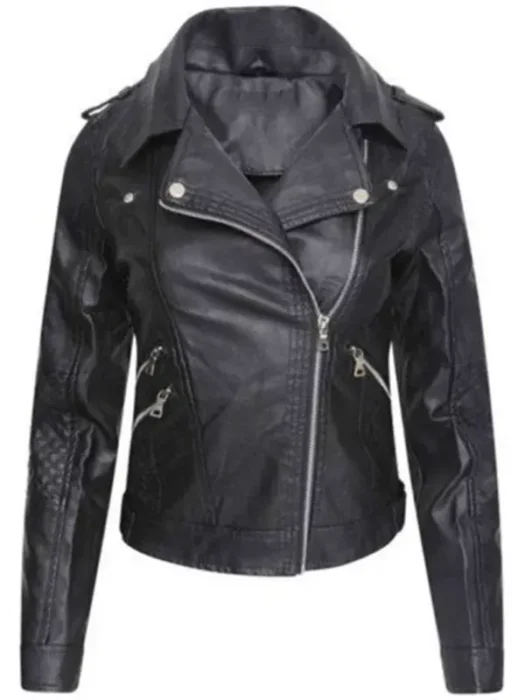 Womens Slim Fit Biker Leather Jacket