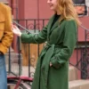 A Complete Unknown Elle Fanning Green Wool Coat