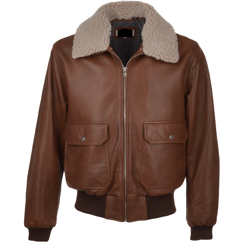 AVIATOR FUR COLLAR BROWN LEATHER JACKET