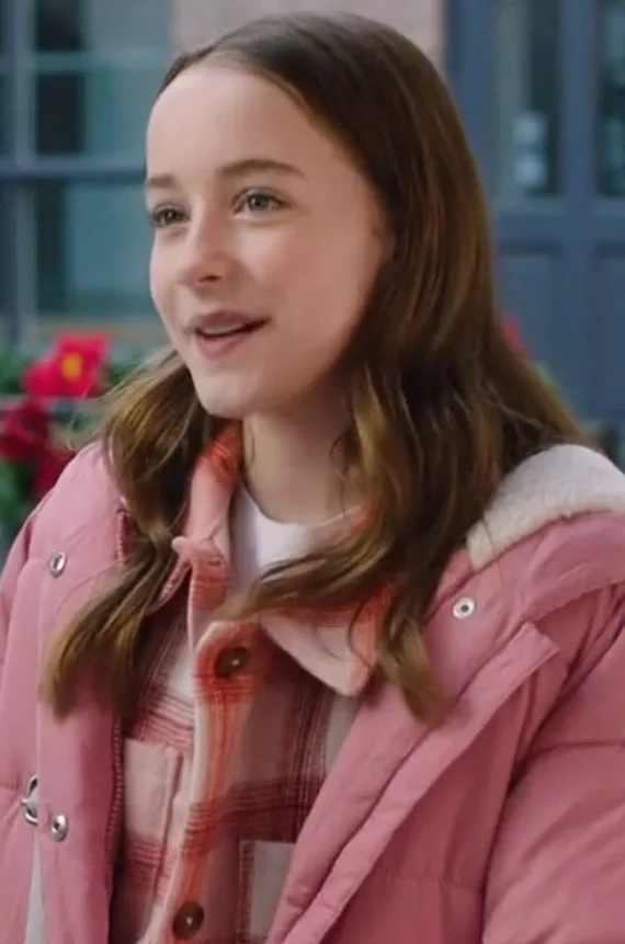 Ava Weiss Falling Like Snowflakes 2024 Pink Puffer Jacket