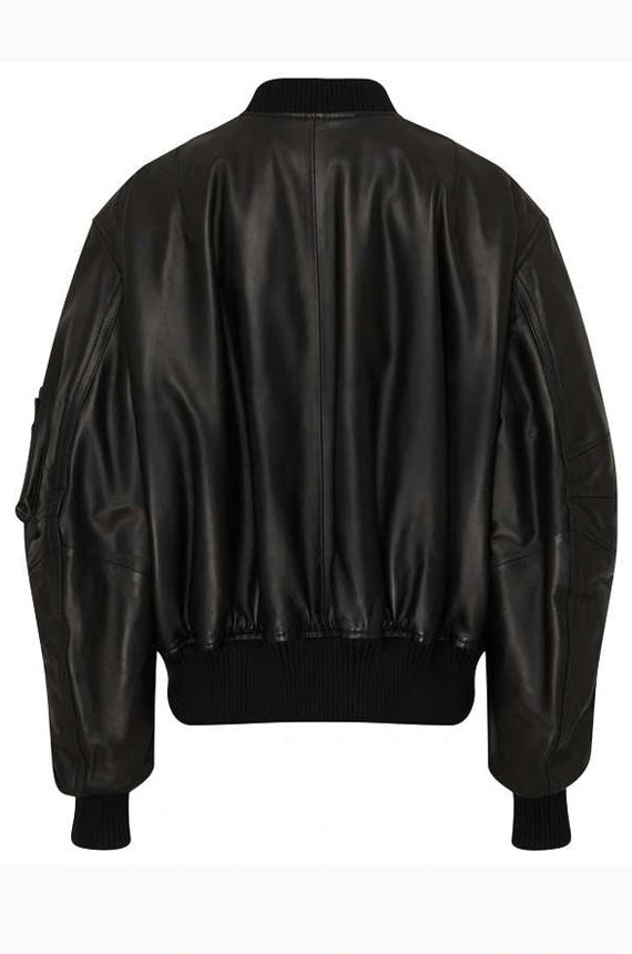 BLACK BOMBER BIKER LEATHER JACKET FOR WOMEN