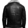 BLACK FUR COLLAR SHEARLING LEATHER JACKET