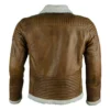 BROWN BOMBER BELTED LEATHER JACKET