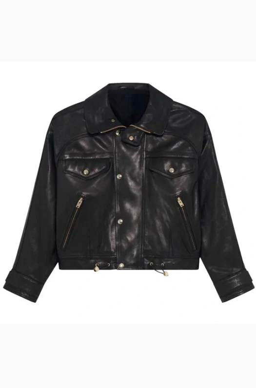 BUTTONED LEATHER JACKET FOR WOMEN