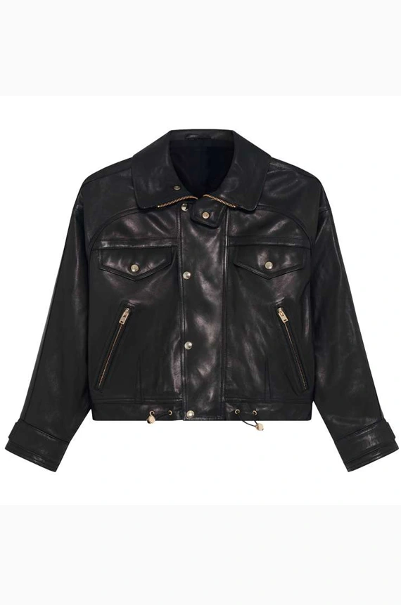 BUTTONED LEATHER JACKET FOR WOMEN