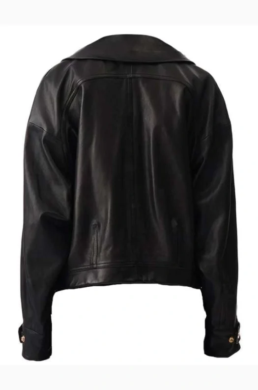 BUTTONED LEATHER JACKET WOMEN