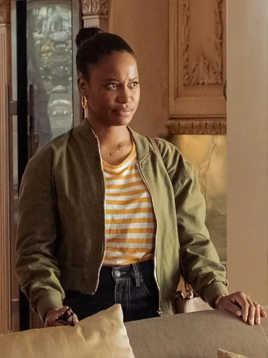 Beverly Hills Cop Axel F Taylour Paige Green Bomber Jacket