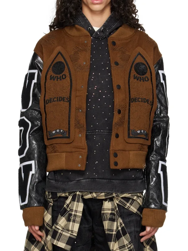 Brown Namesake Varsity Bomber Jacket