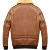 CAMEL BROWN AVIATOR FAUX SHEARLING JACKET