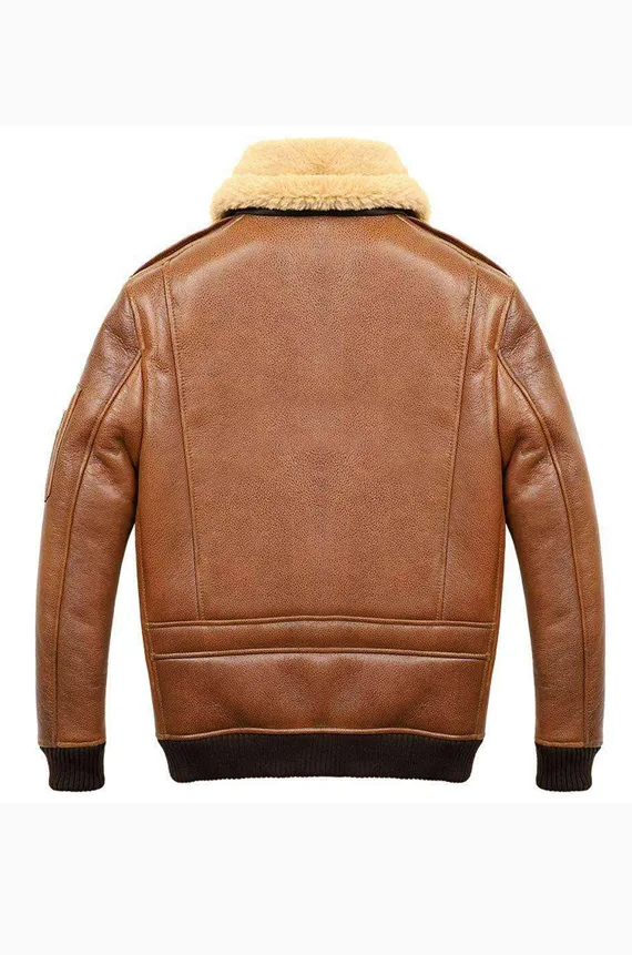 CAMEL BROWN AVIATOR FAUX SHEARLING JACKET