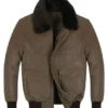 CEDAR BROWN FUR COLLAR REAL LEATHER JACKET