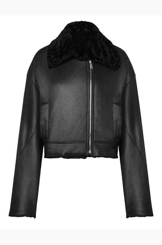 CROPPED FUR LEATHER JACKET FOR WOMEN