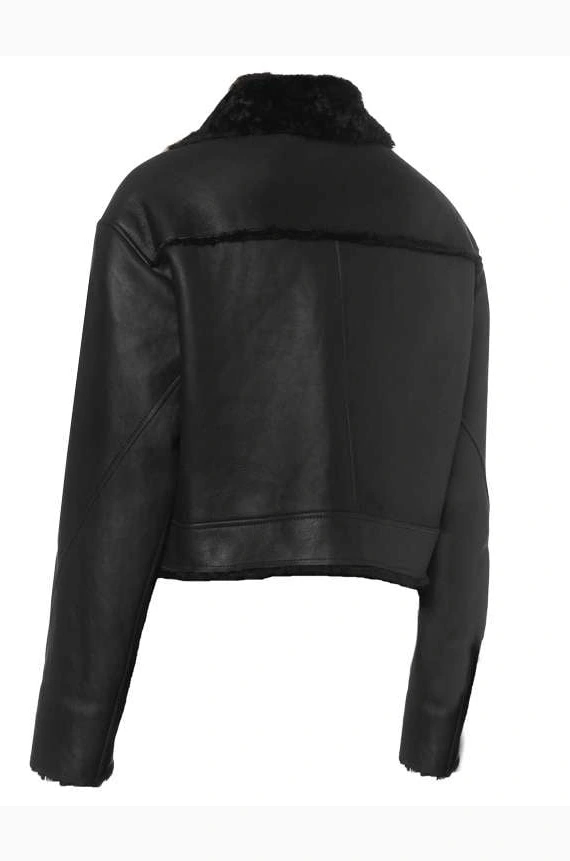 CROPPED FUR LEATHER JACKET WOMEN