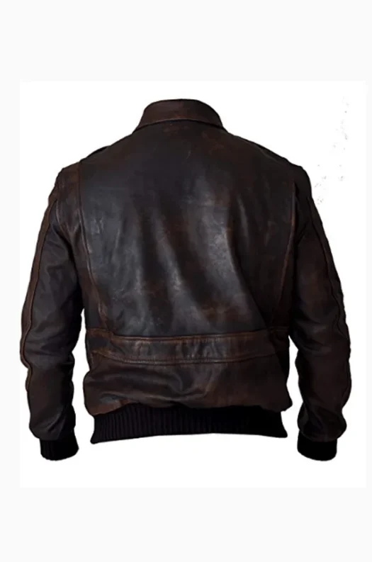 DISTRESSED BROWN BOMBER LEATHER JACKET