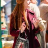 Elle Fanning A Complete Unknown Maroon Pea Coat