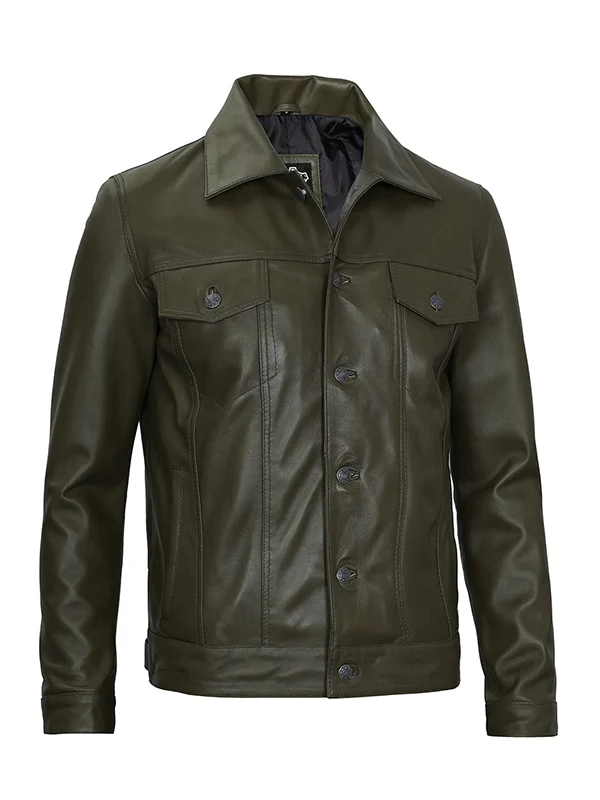 Fernando Men’s Dark Green Real Trucker Jacket