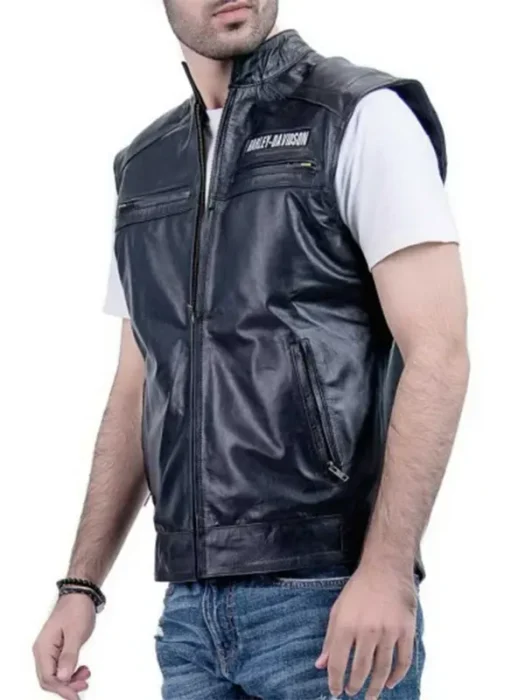 Harley Davidson black Biker Leather Vest