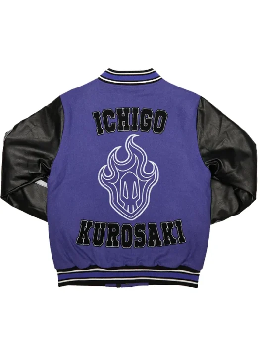 Ichigo Kurosaki Purple Varsity Jacket Back