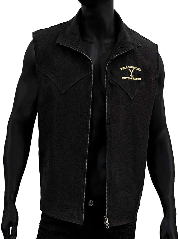 John Dutton Yellowstone Black Cotton Vest Front