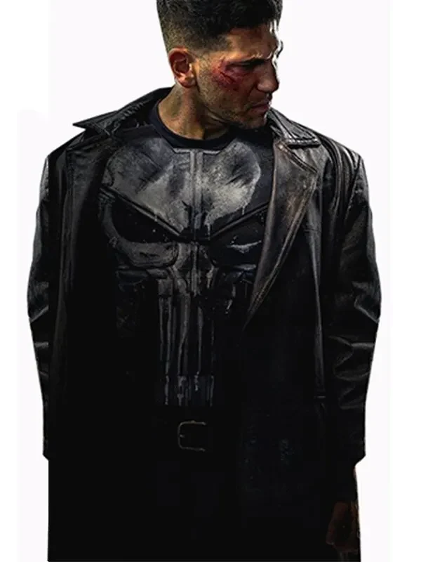 Jon Bernthal The Punisher Black Leather Trench Coat