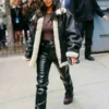 Kim Kardashian Leather Shearling Jacket