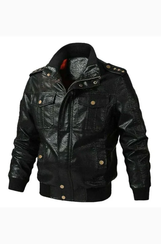 MEN BLACK BOMBER AVIATOR JACKET