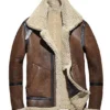 MEN BROWN BOMBER FUR SHEARLING JACKET