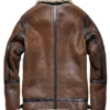 MEN BROWN BOMBER FUR SHEARLING LEATHER JACKET