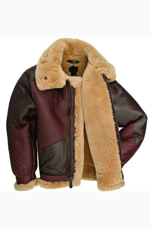 MEN FUR COLLAR SHEEPSKIN JACKET